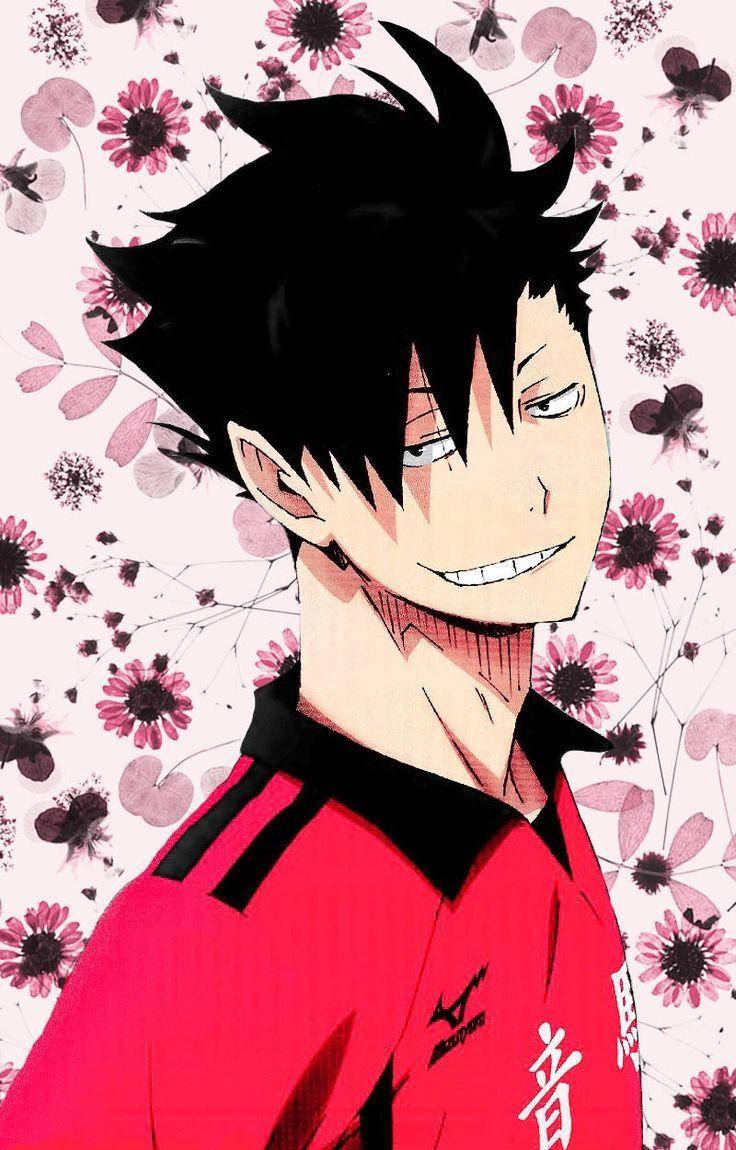 Kuroo With Flowers Haikyuu Aesthetic Background