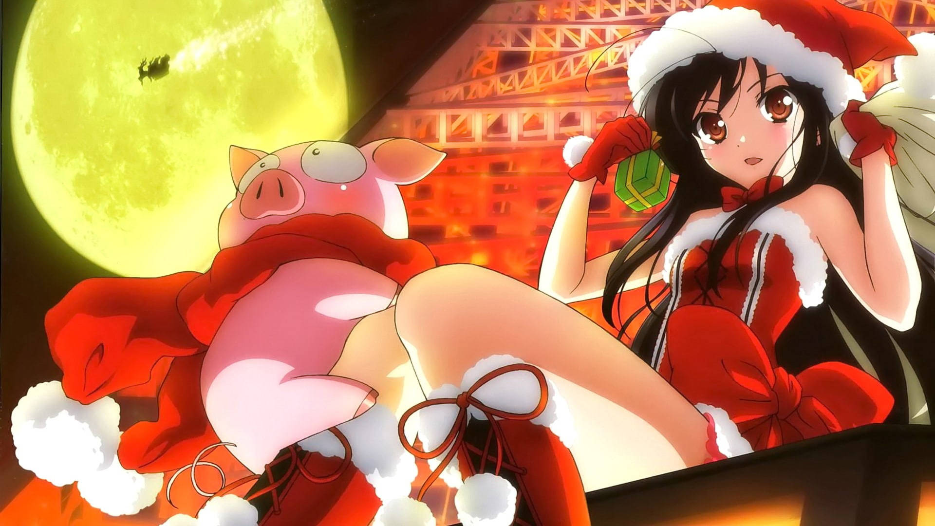 Kuroyukihime And Arita Anime Christmas Background