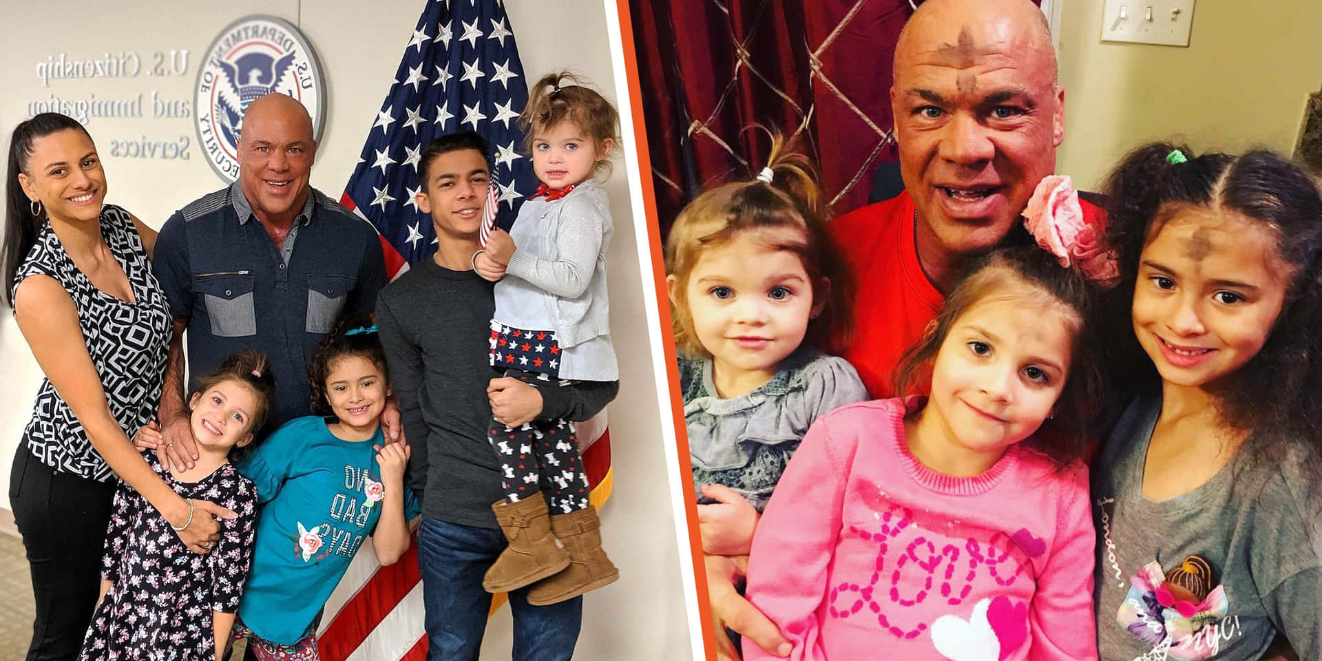 Kurt Angle In Front Of The American Flag Background