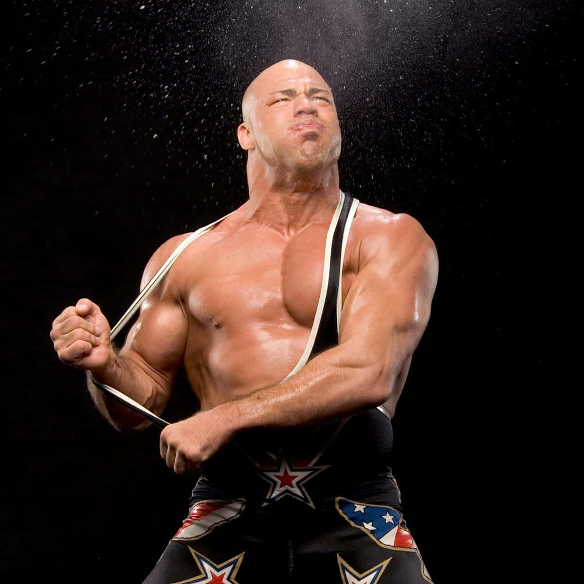 Kurt Angle Removing His Wrestling Singlet Background