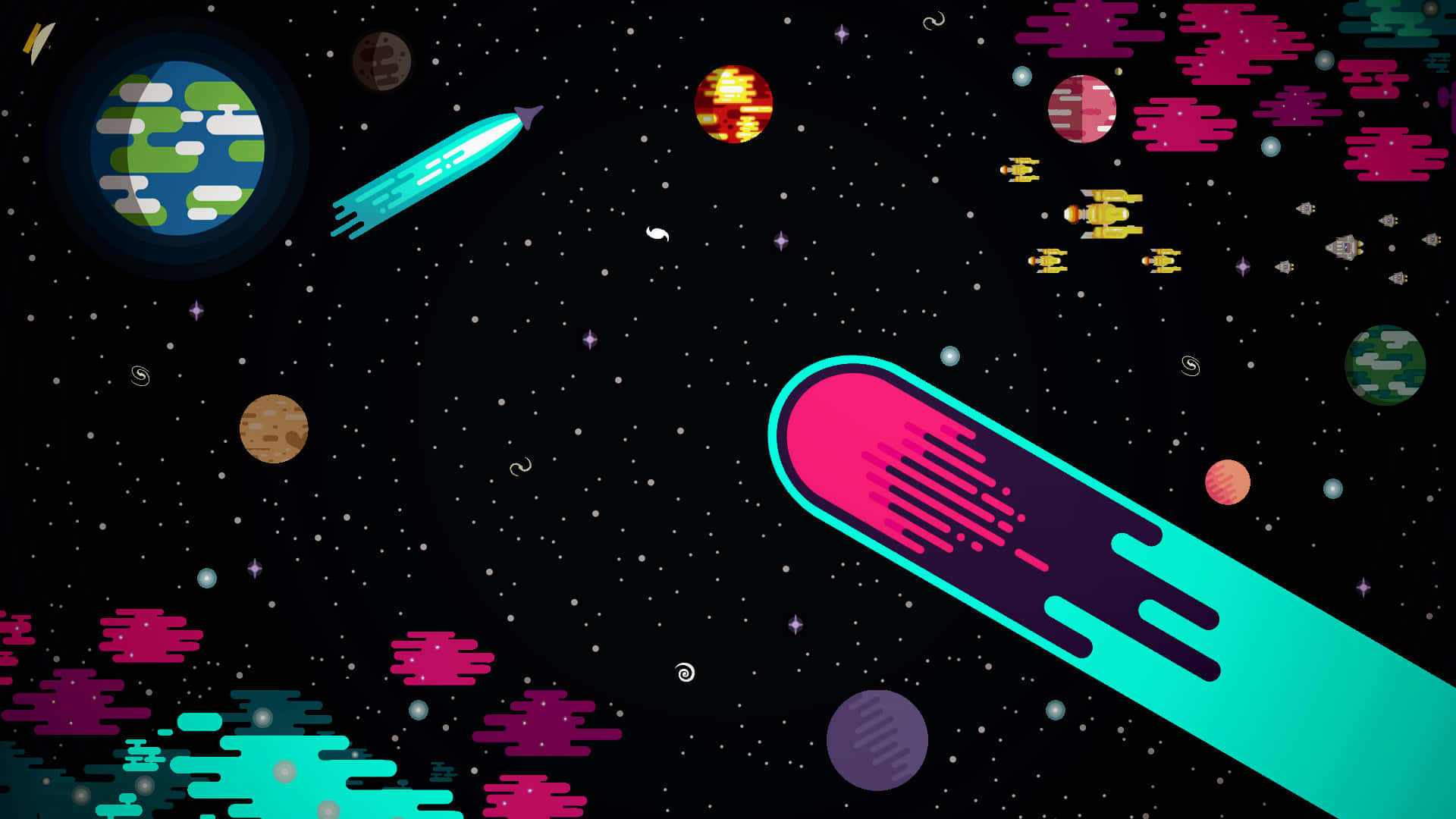 Kurzgesagt Asteroids Background