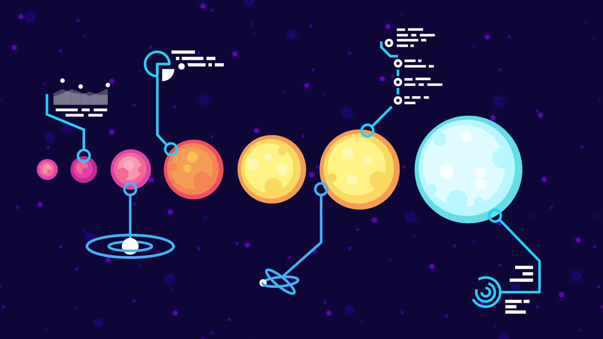 Kurzgesagt Different Size Sphere Background