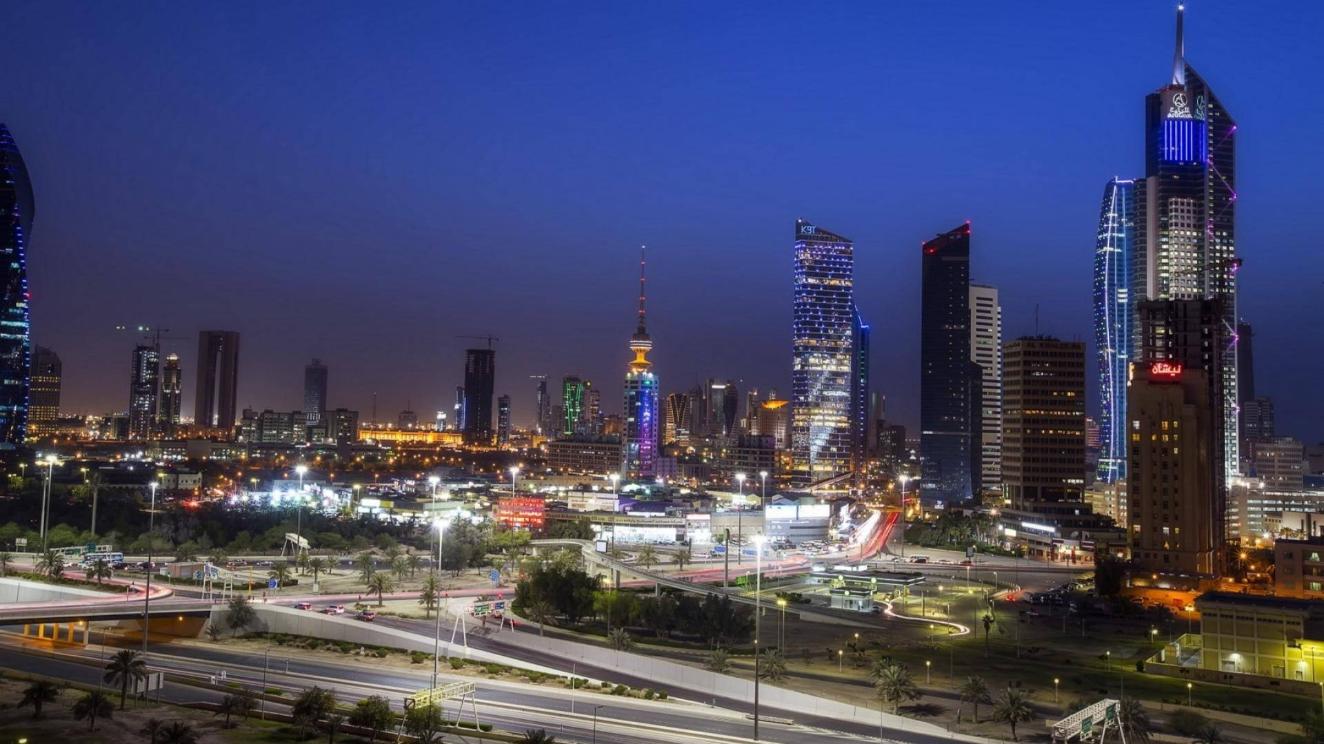 Kuwait Buildings Stretches To Sky Background