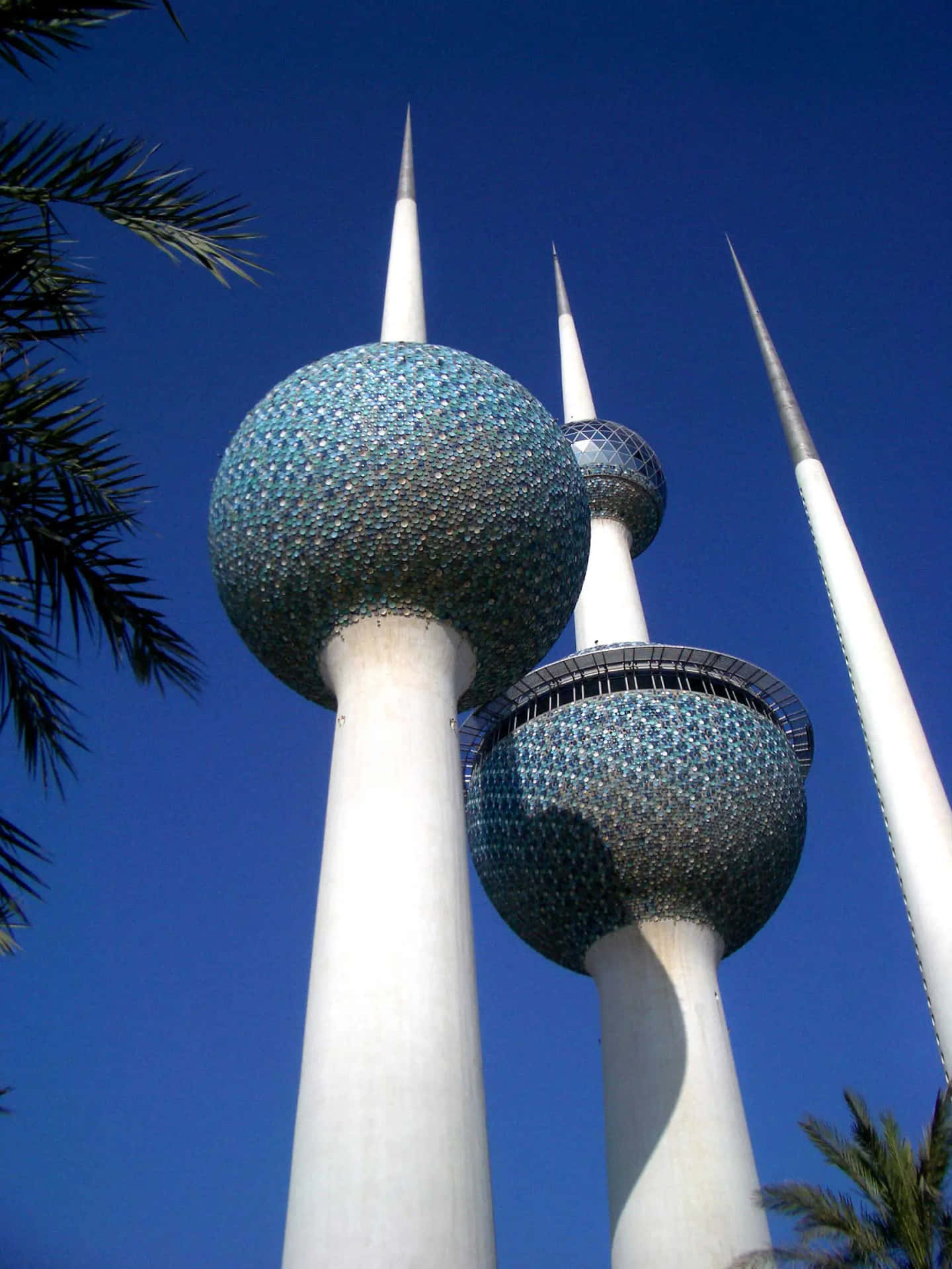 Kuwait Towers Below Blue Sky Phone Background