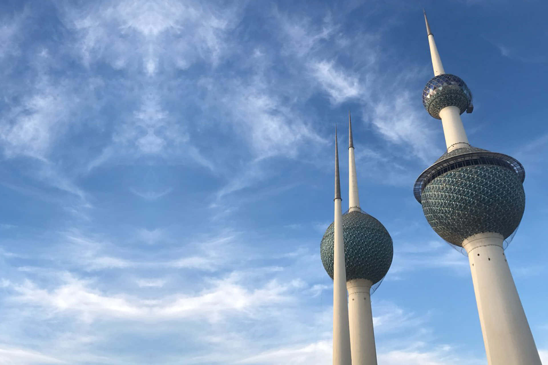 Kuwait Towers Blue Sky Backdrop Background