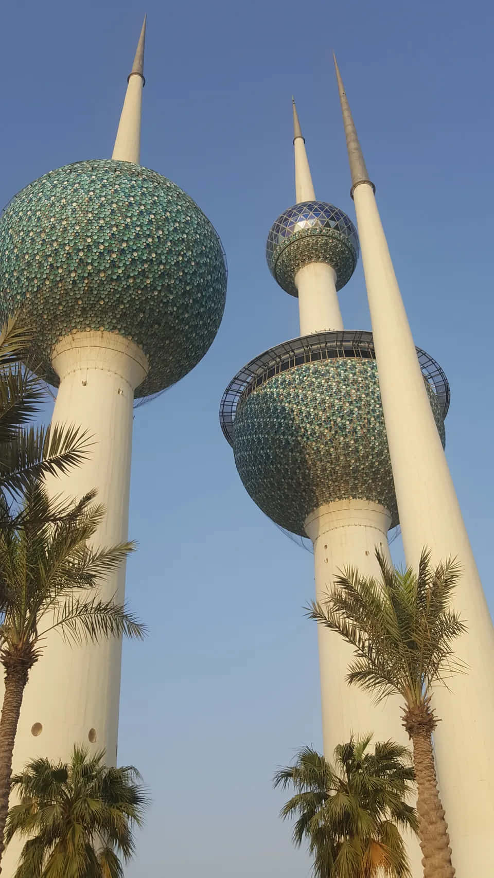 Kuwait Towers Design Blue Aesthetic Phone Background