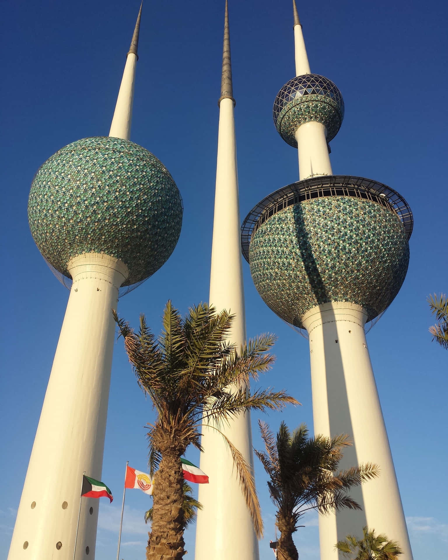 Kuwait Towers From Below Phone Background