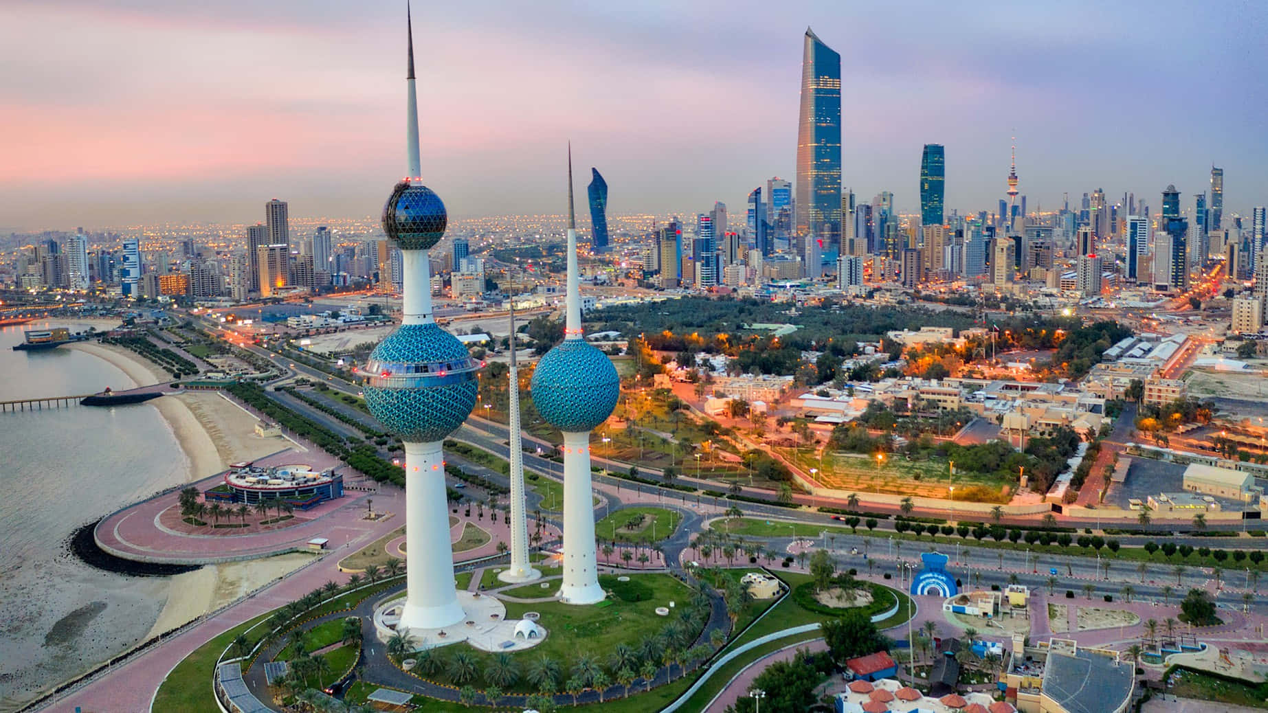 Kuwait Towers In The Afternoon Background