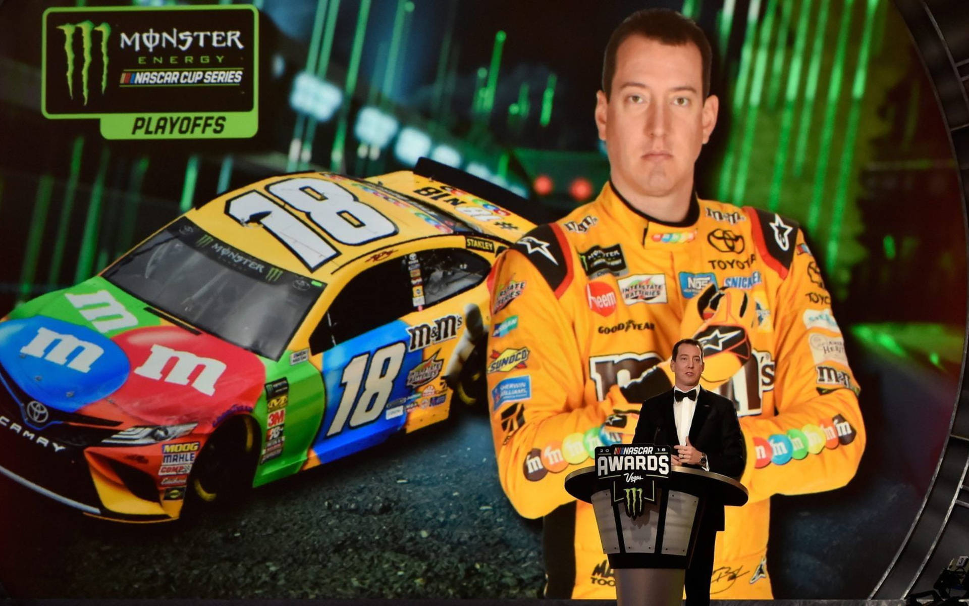 Kyle Busch Posing With Car Background