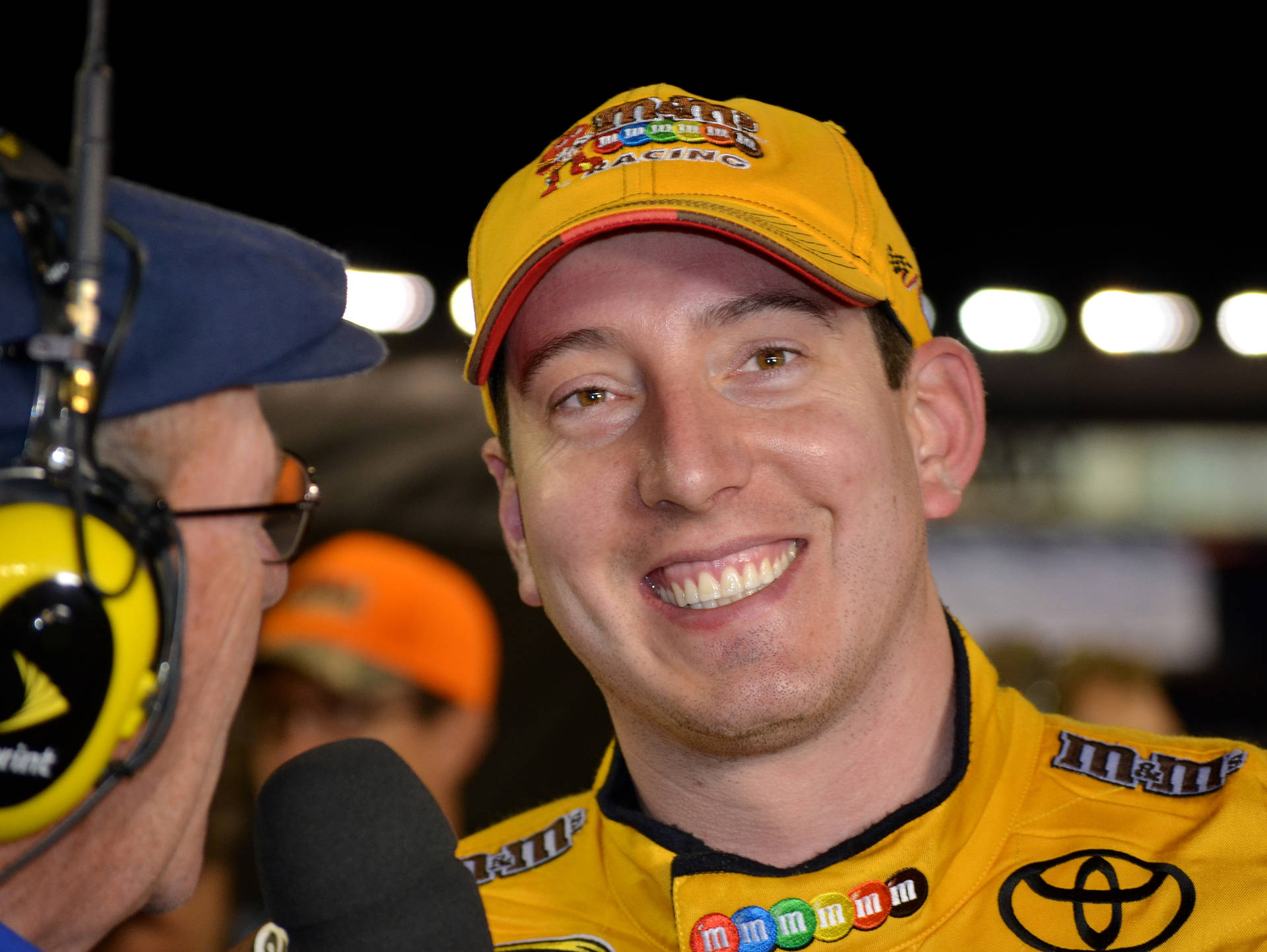 Kyle Busch Smiling At Interview Background