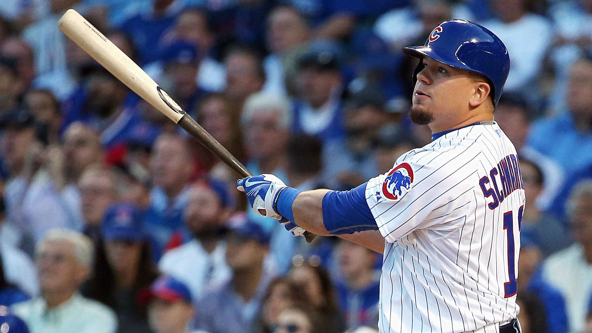 Kyle Schwarber Holding A Bat Background