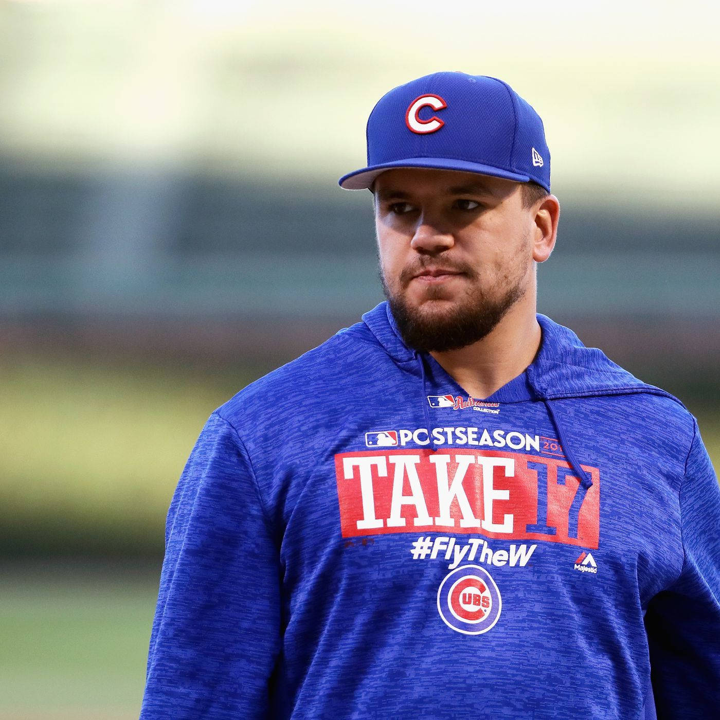 Kyle Schwarber In Blue Hoodie Background