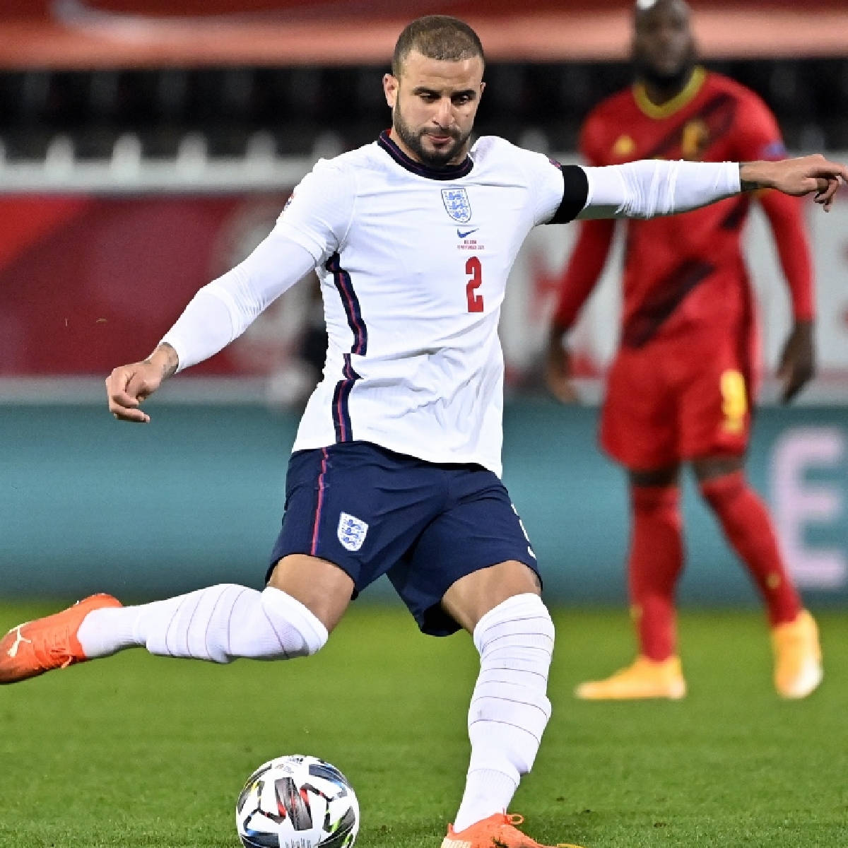 Kyle Walker England Team Kicking Ball Background