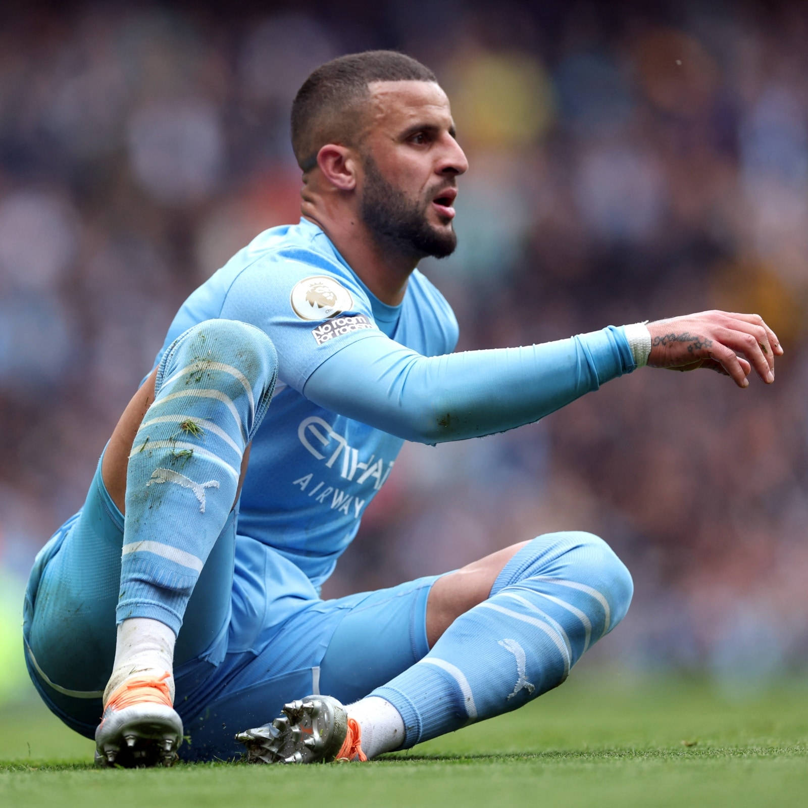 Kyle Walker Getting Up From Ground Background