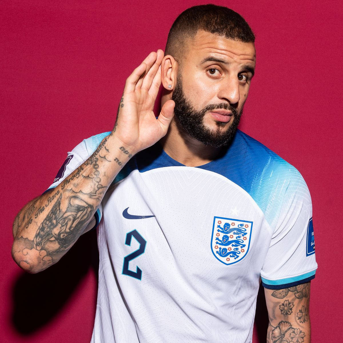 Kyle Walker Hand Behind Ear