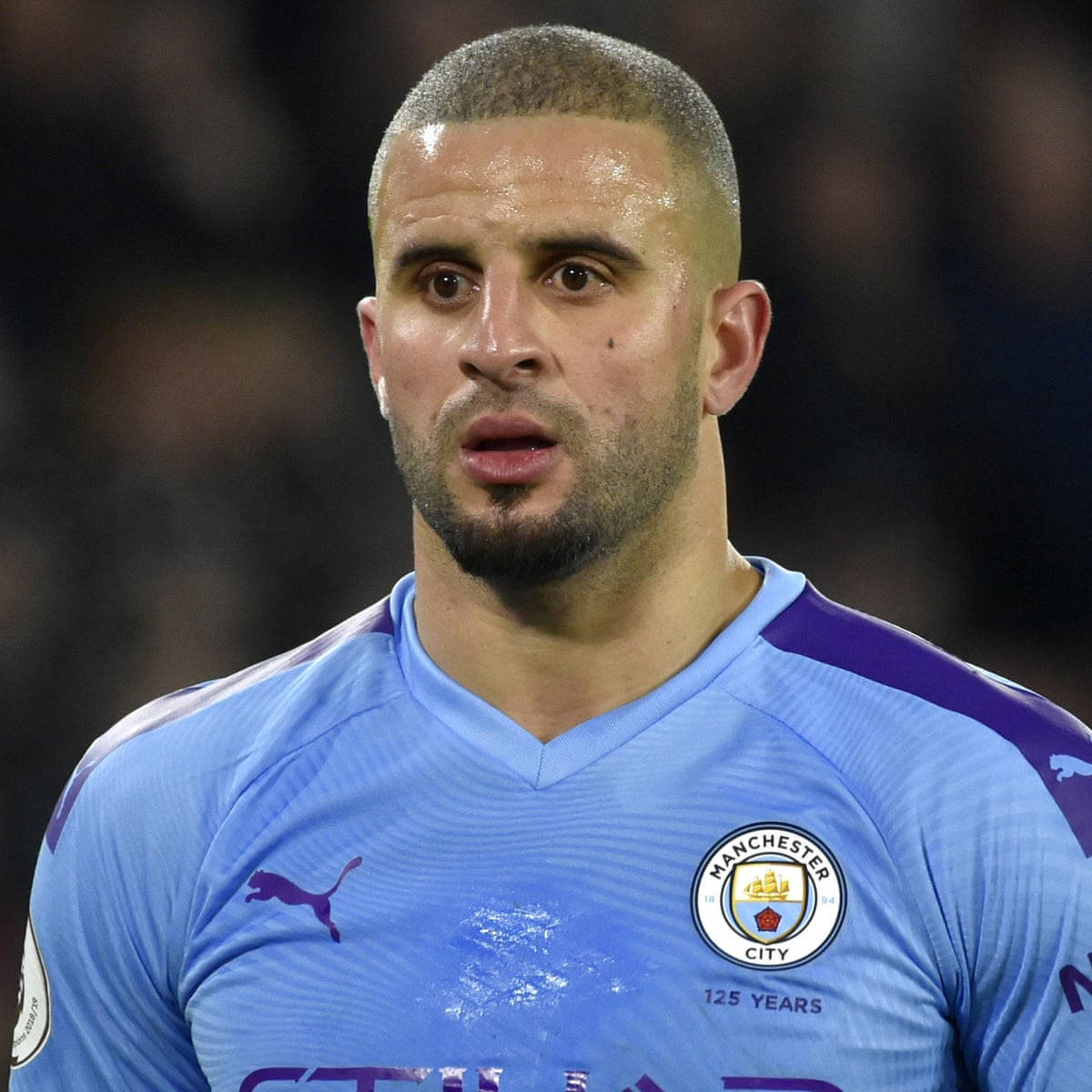 Kyle Walker Standing And Sweating Background