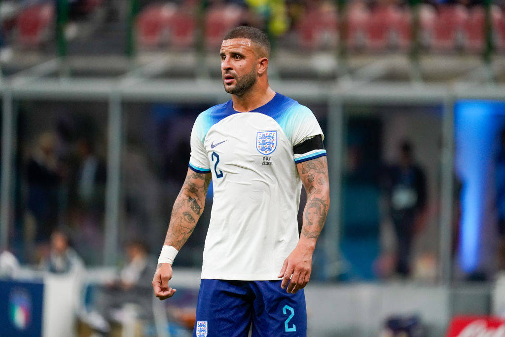 Kyle Walker White Blue England Jersey Background