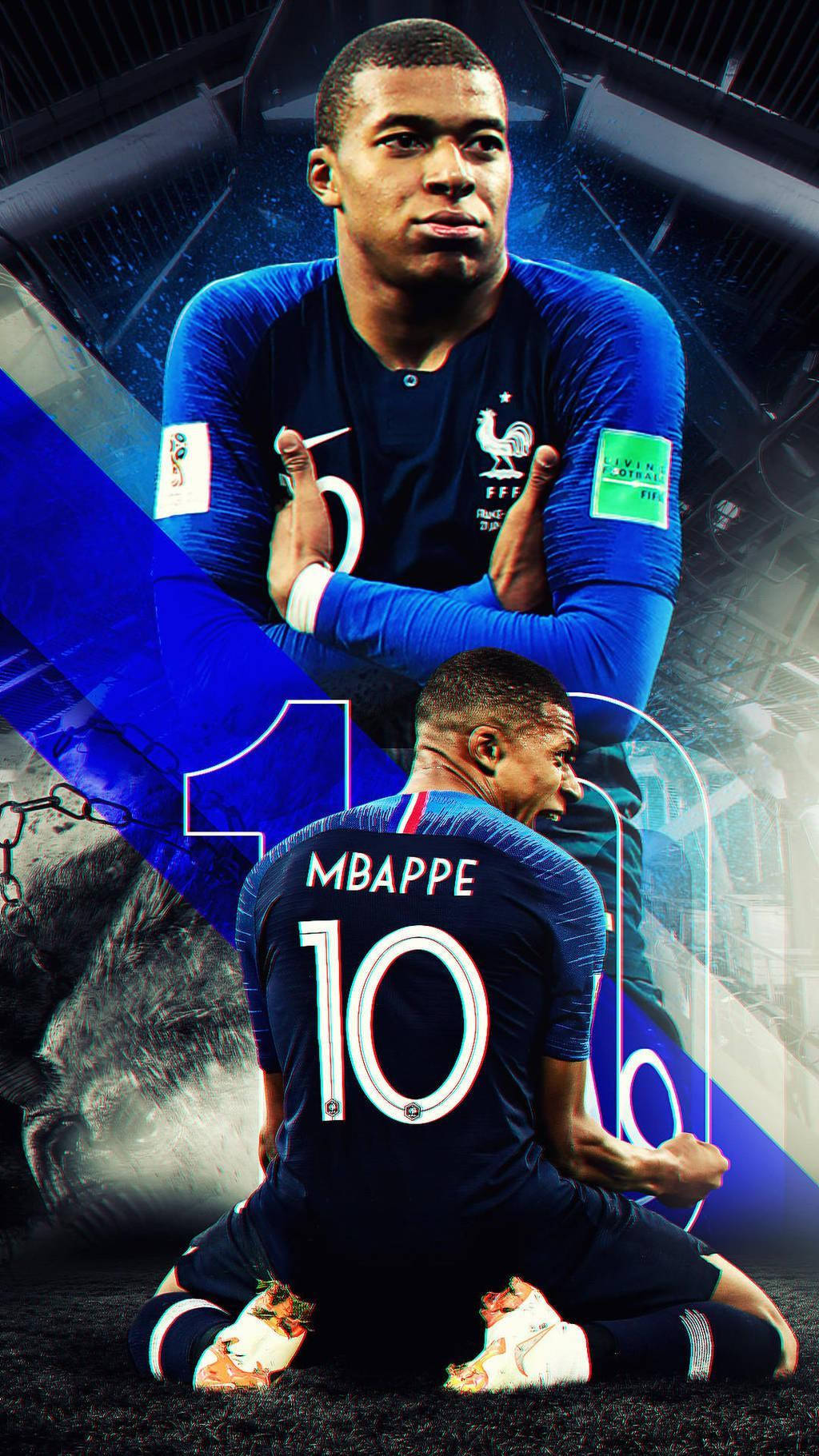 Kylian Mbappe 4k Number 10 Graphic Art Background