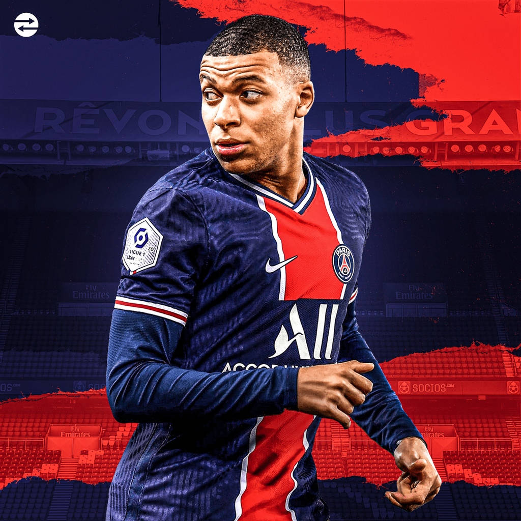 Kylian Mbappe 4k Red And Blue Graphic Art Background
