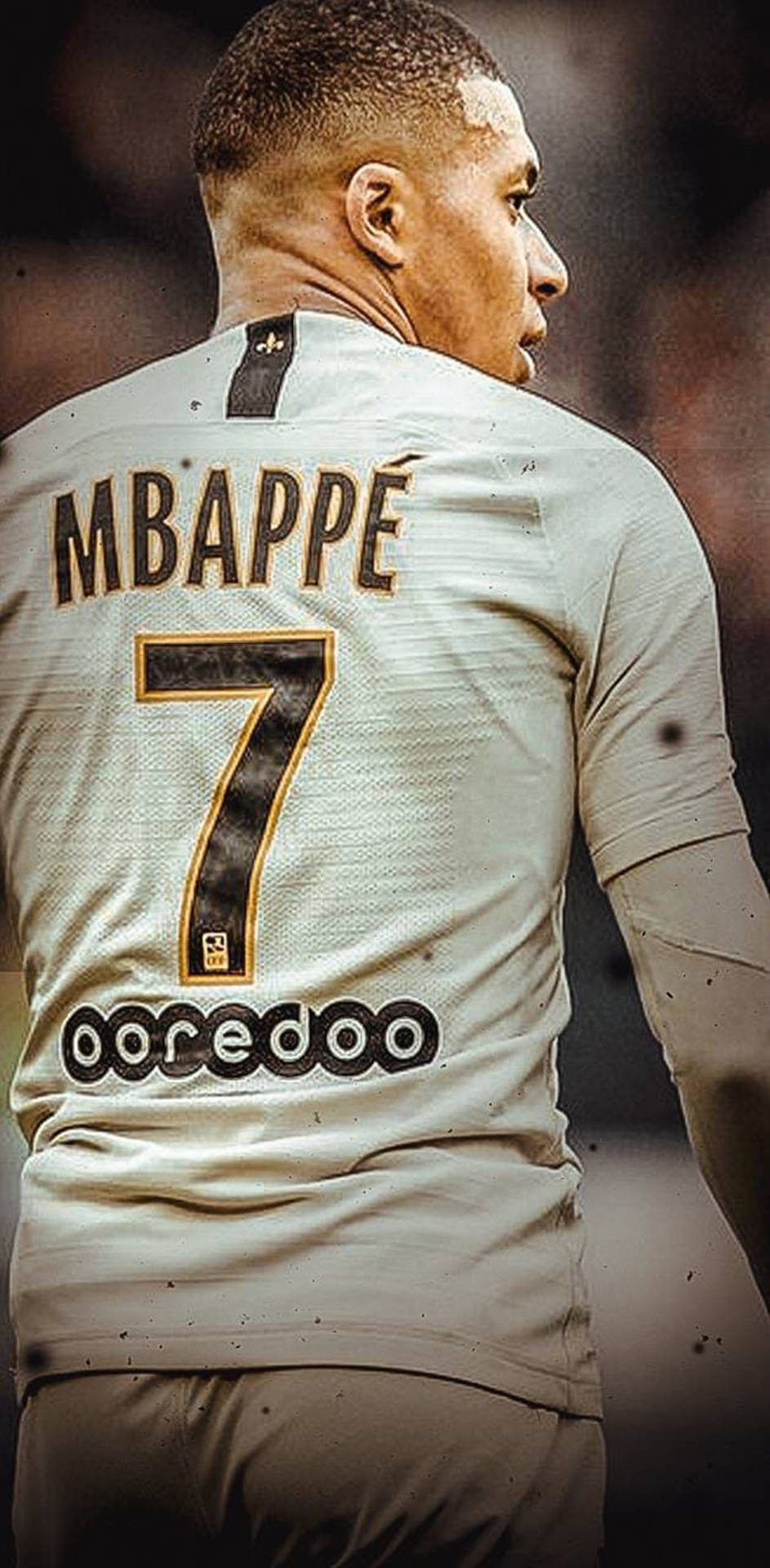 Kylian Mbappe 4k White Jersey Number 7 Background