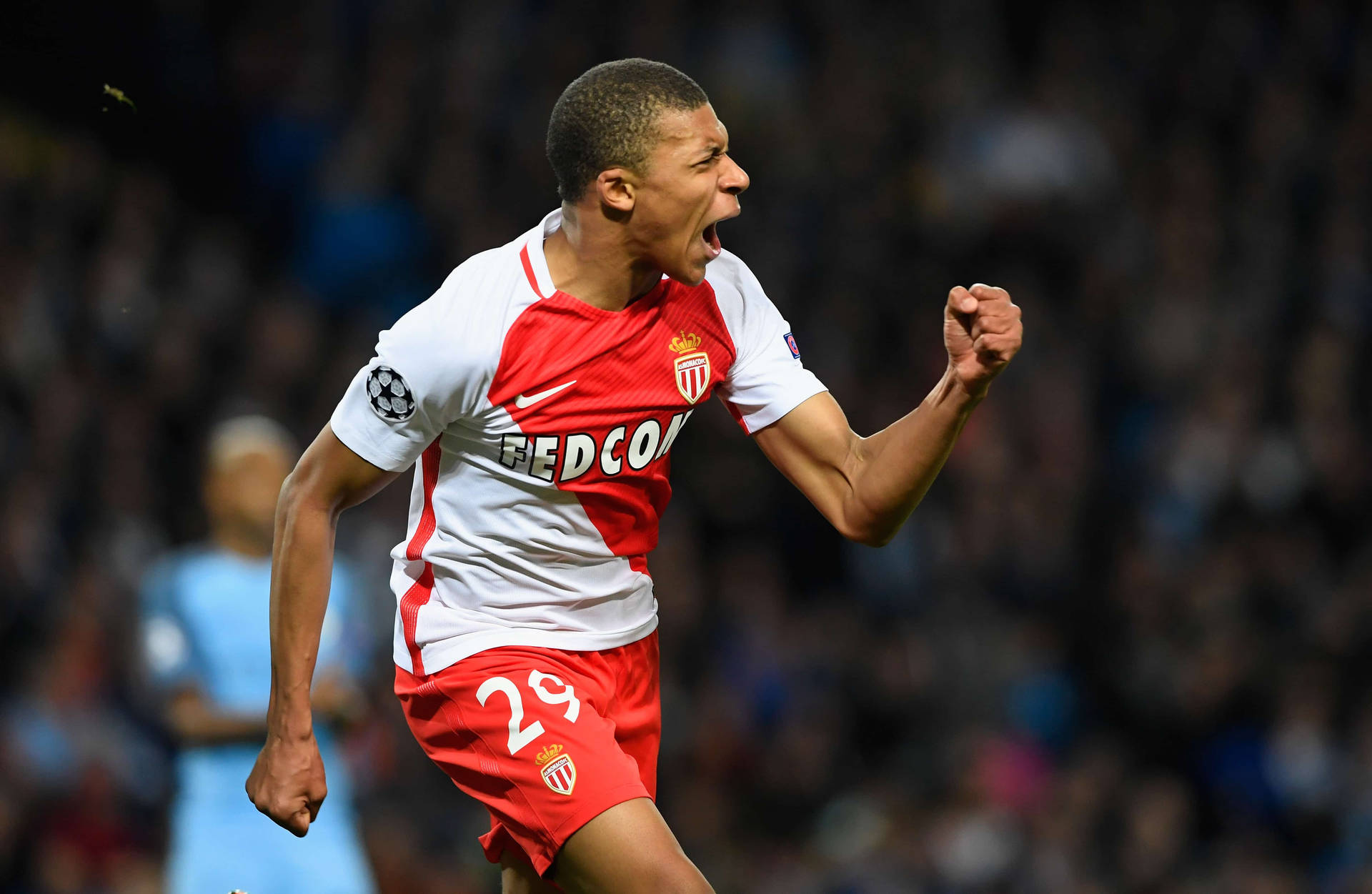 Kylian Mbappe Excited Fist Pump Background