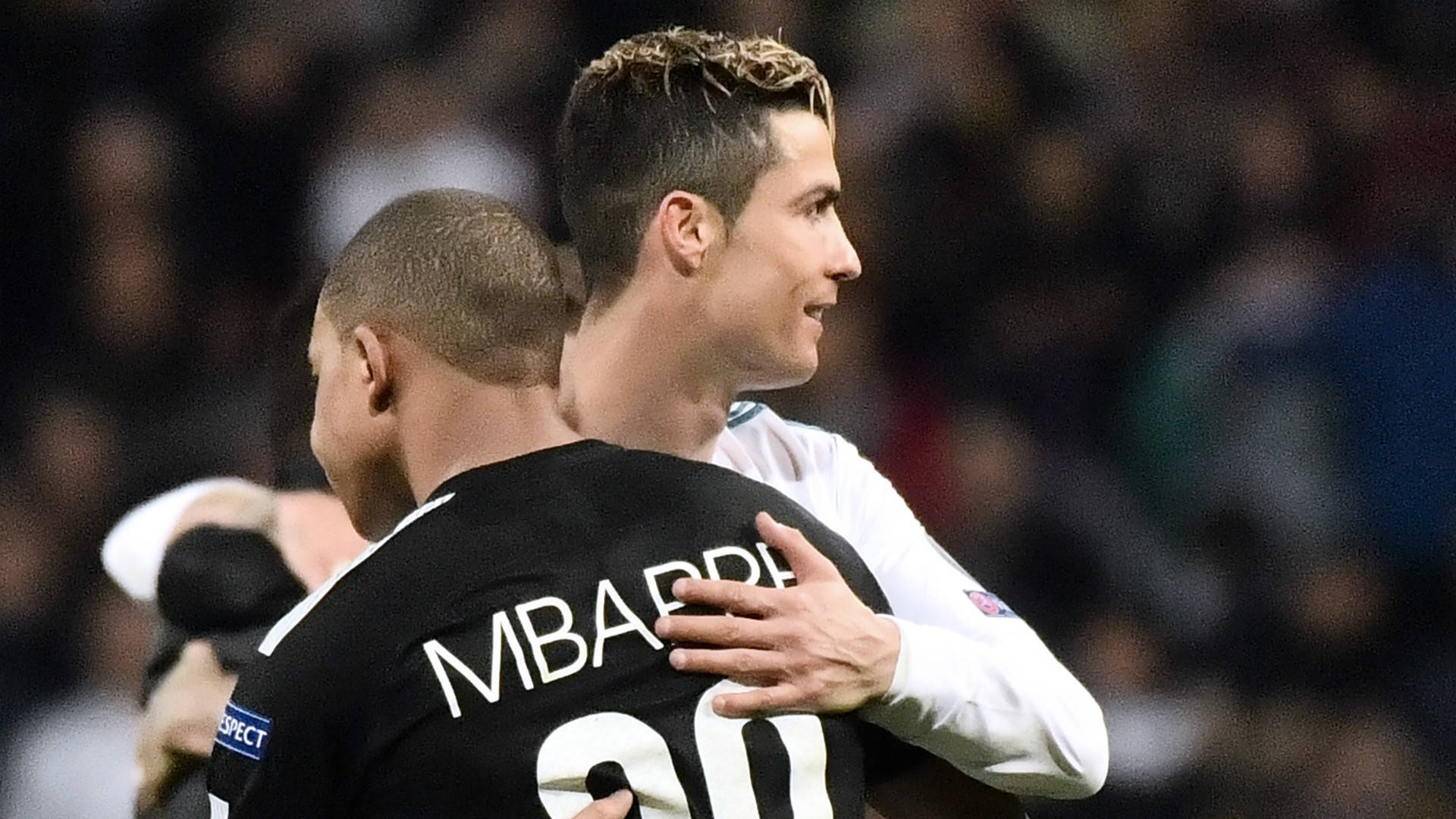 Kylian Mbappe Hugging Cristiano Ronaldo Background