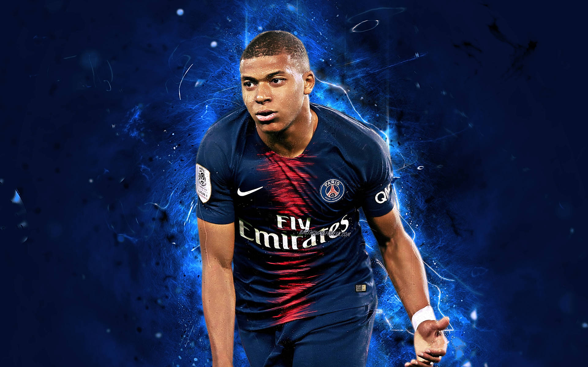 Kylian Mbappe Hunch Playing Pose Background