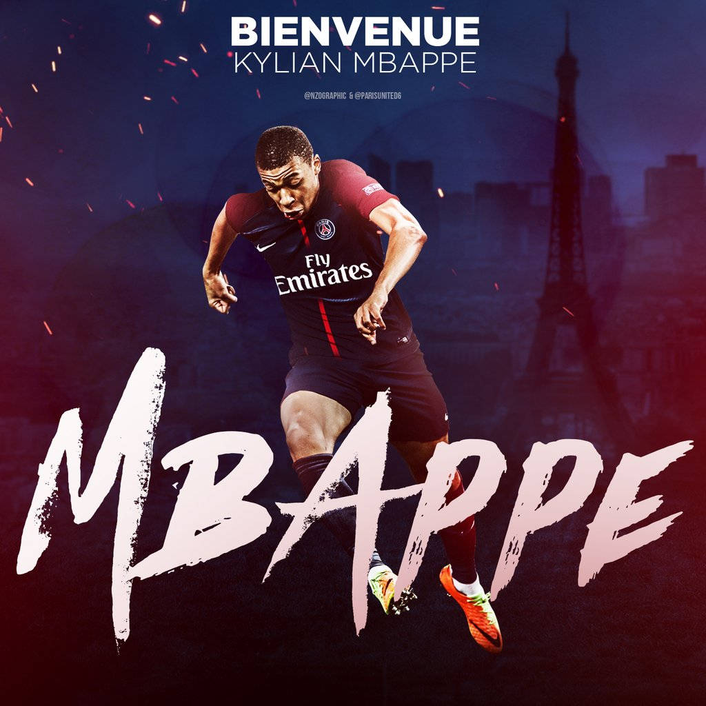Kylian Mbappe Paris United Sign Background