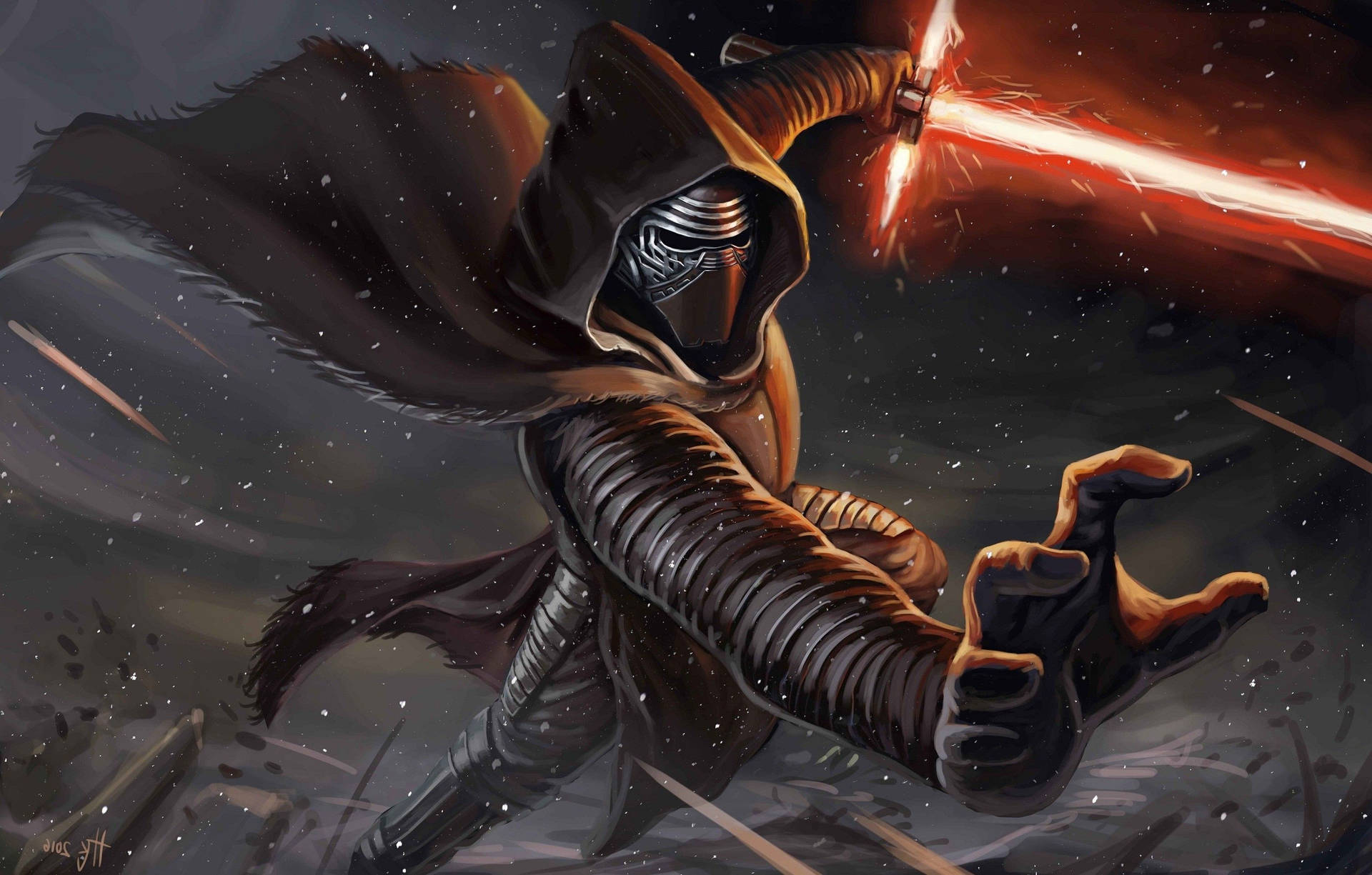 Kylo Ren Darth Vader Mask Artwork Background