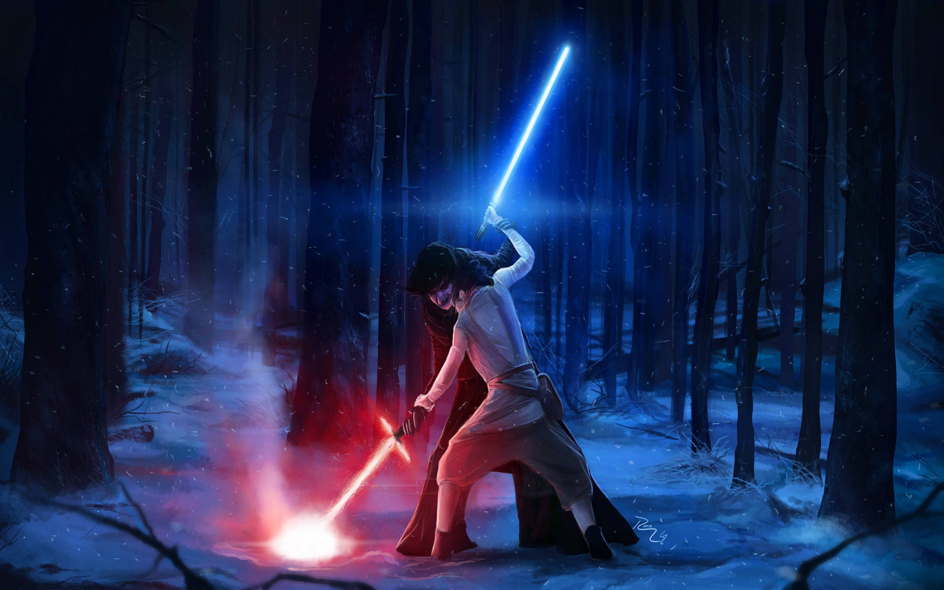 Kylo Ren Versus Rey Animated Background