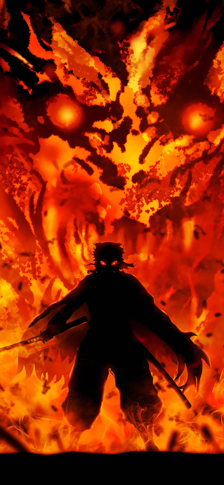 Kyojuro Rengoku Fire Demon Slayer Iphone Background