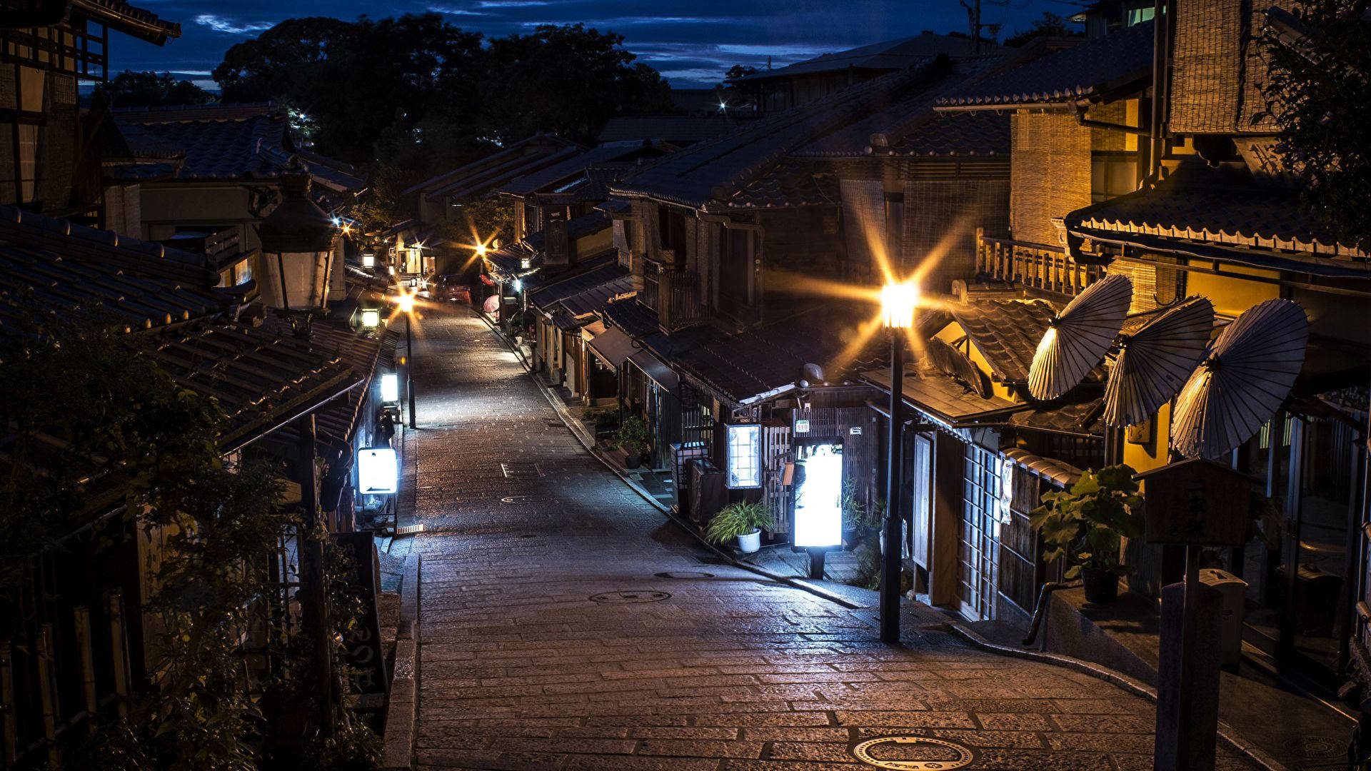 Kyoto Night Street Background