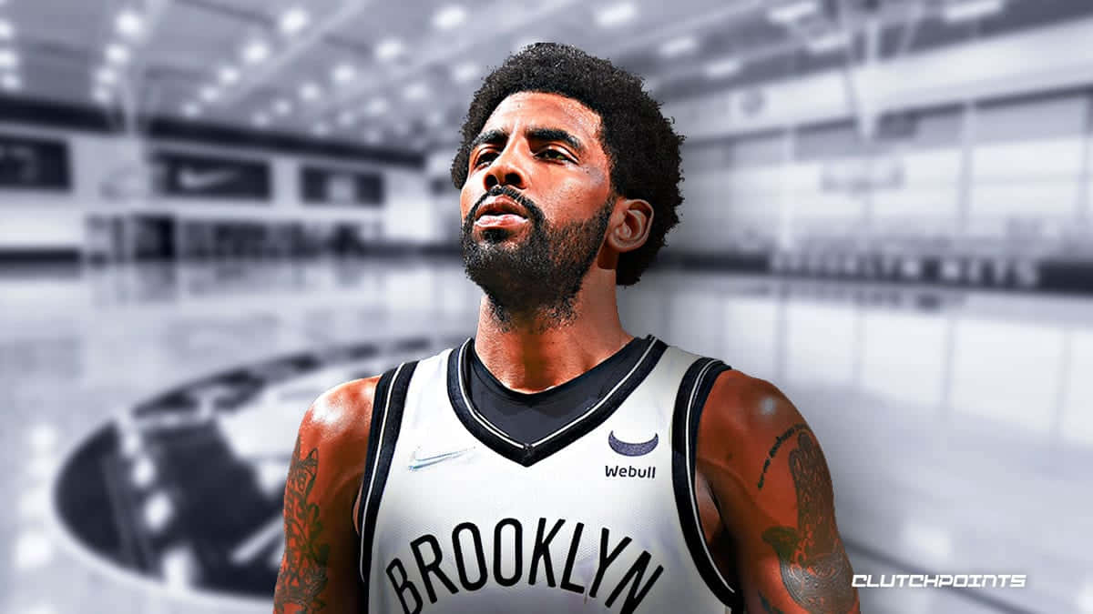 Kyrie Irving Arrives In Brooklyn With Brooklyn Nets Background