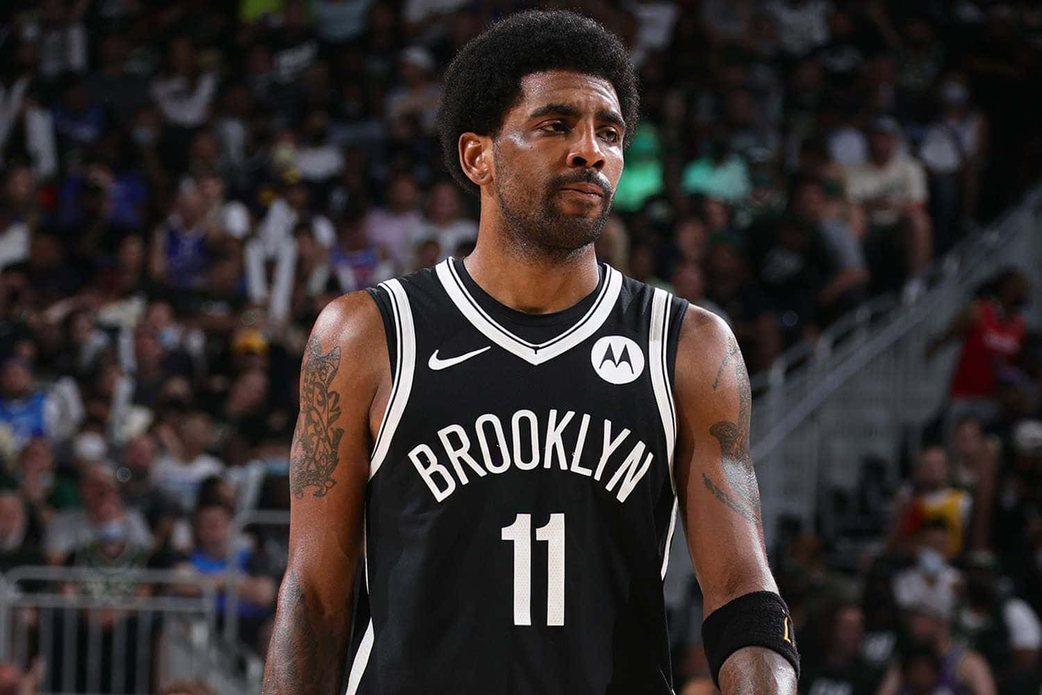 Kyrie Irving Hustles Down The Court In Brooklyn Nets Jersey