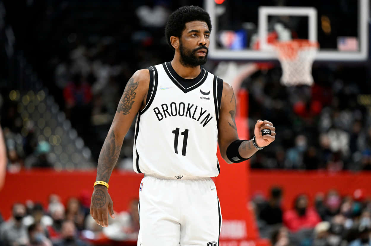 Kyrie Irving In Brooklyn Nets Jersey Background