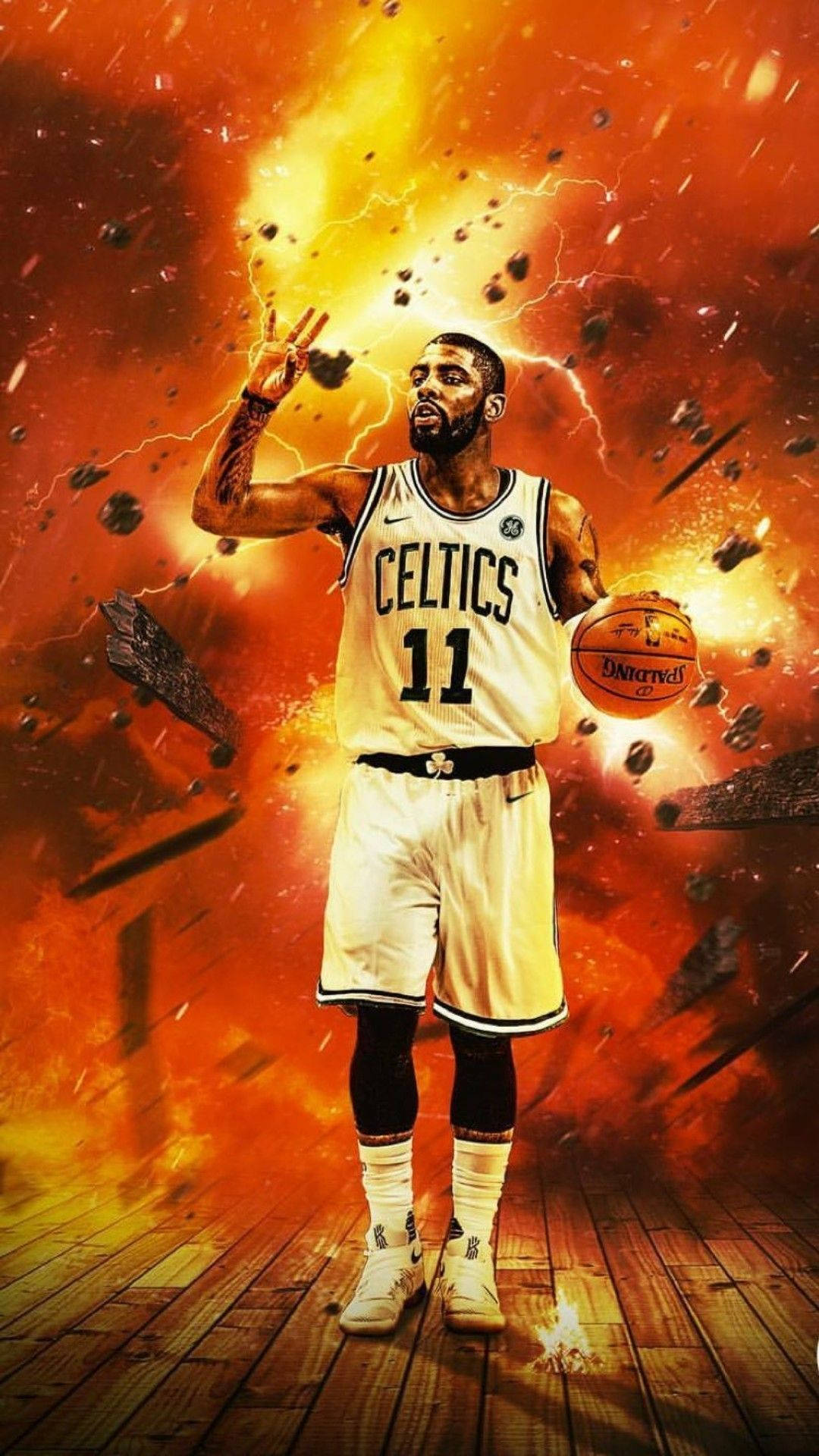 Kyrie Irving In Fire Background