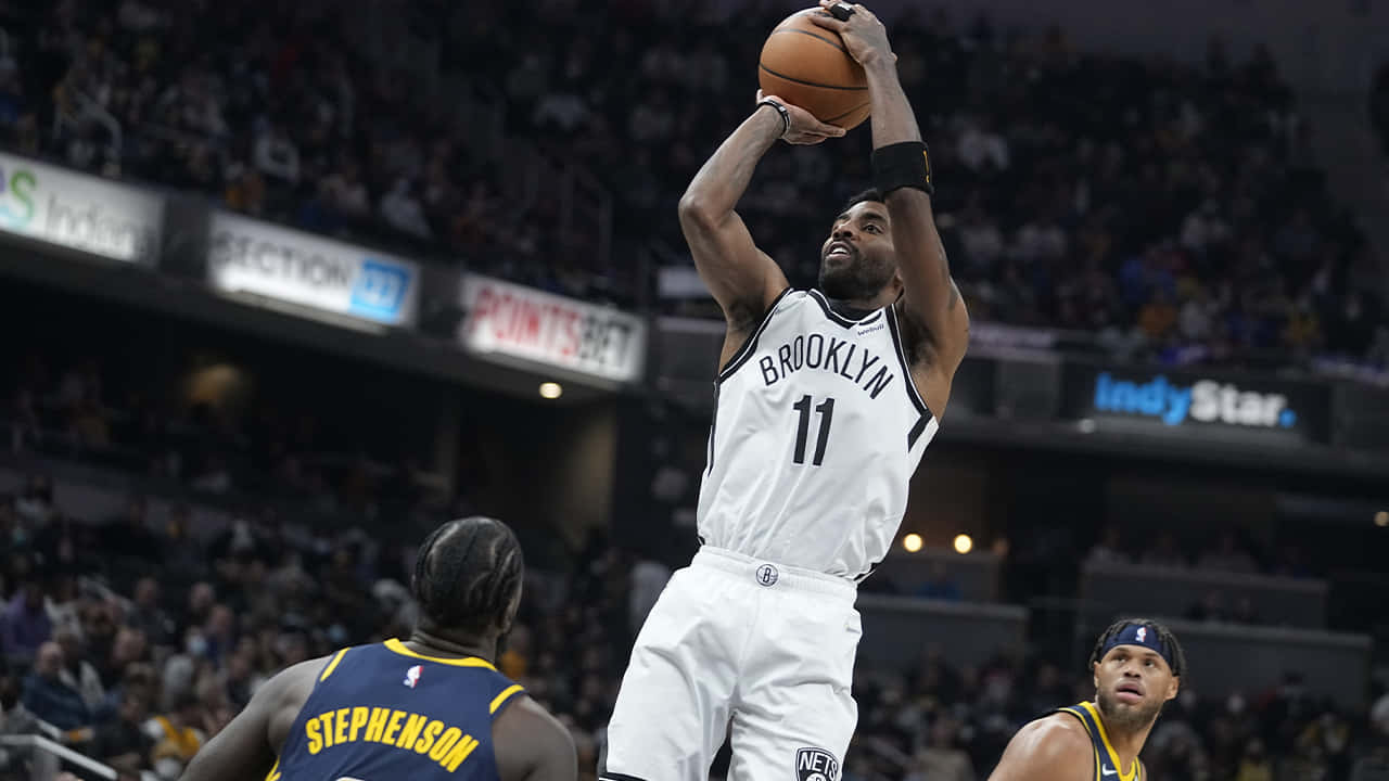 Kyrie Irving In His Nets Jersey, Ready To Make The Team A Playoff Contender