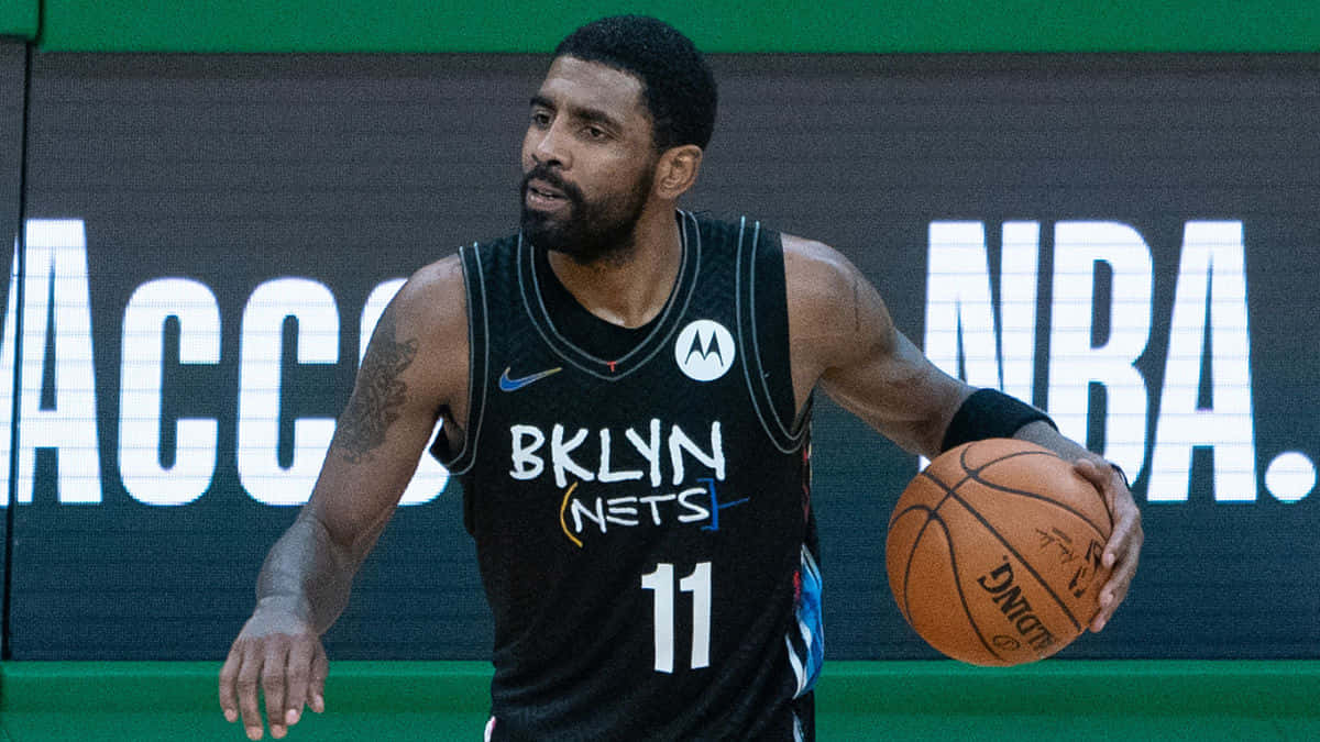 Kyrie Irving Leading The Brooklyn Nets To The Top Of The Nba Background