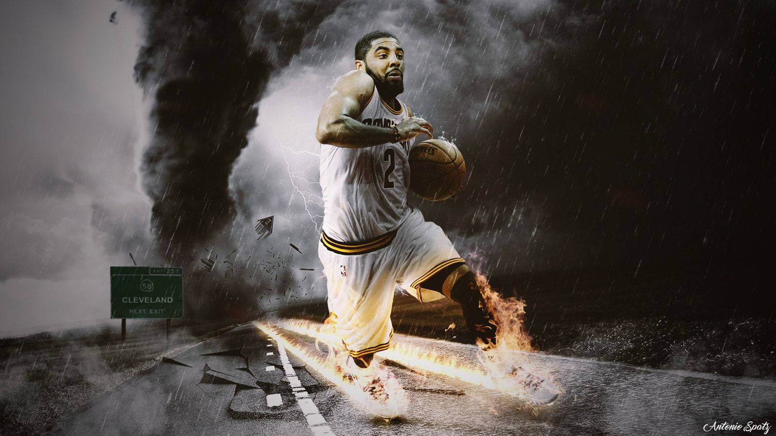 Kyrie Irving Playing While Raining Background