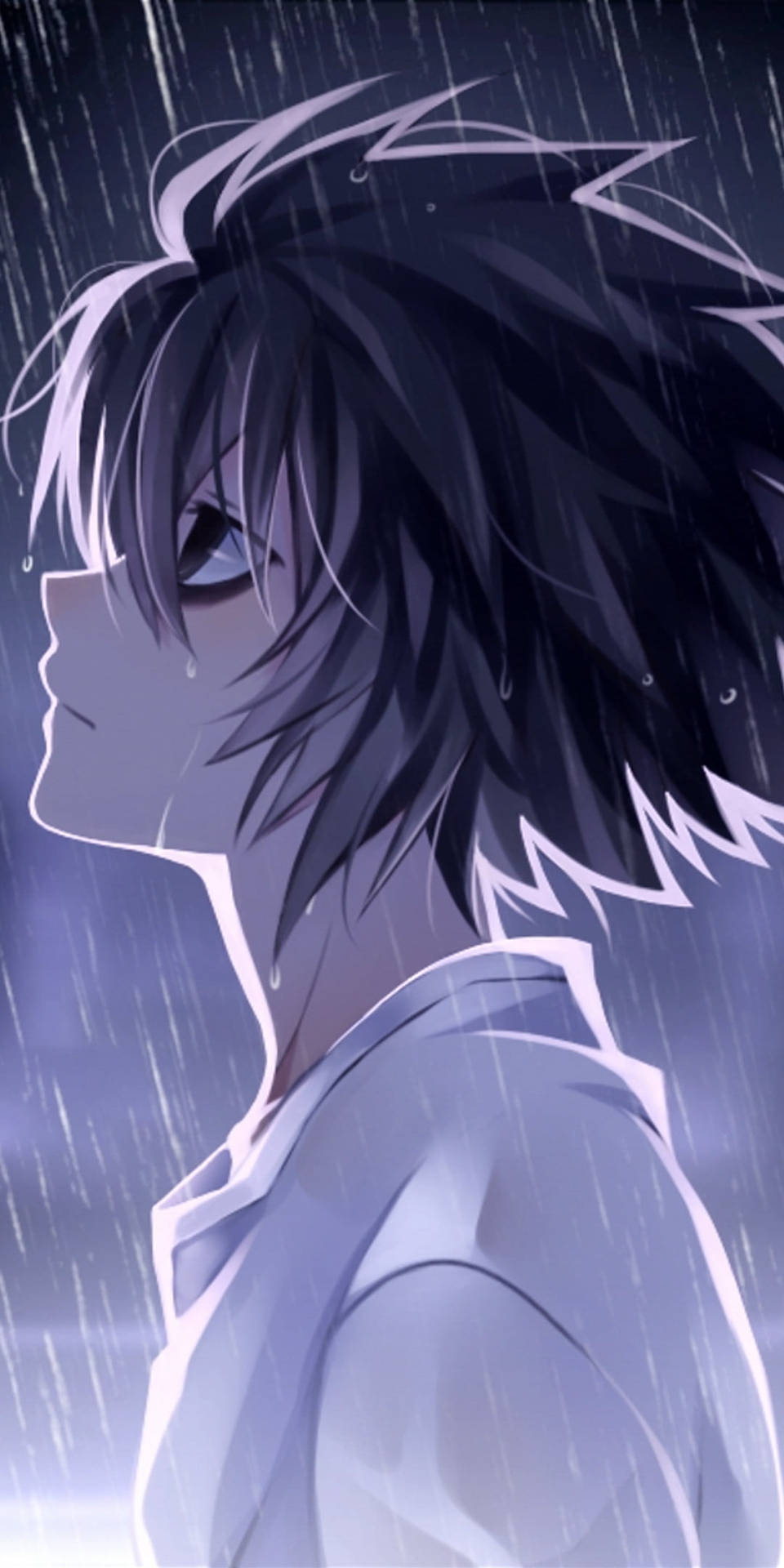 L Under The Rain Death Note Phone Background