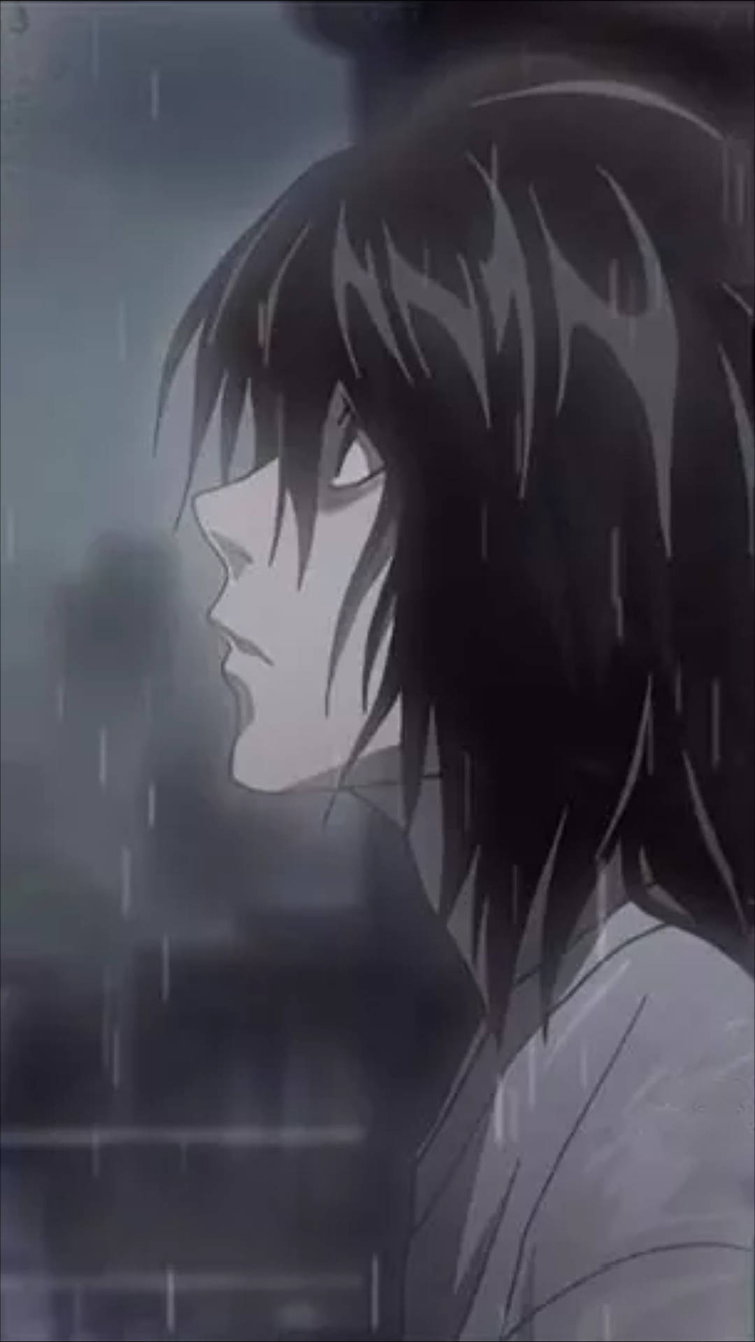 L Watching The Rain Death Note Phone Background