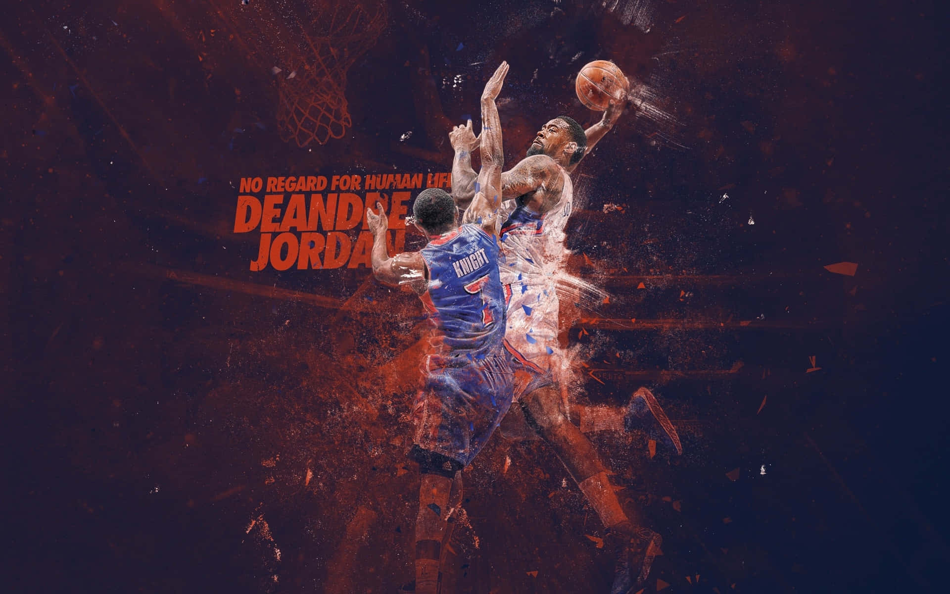 La Clippers Player Deandre Jordan And Brandon Knight Illustration Background