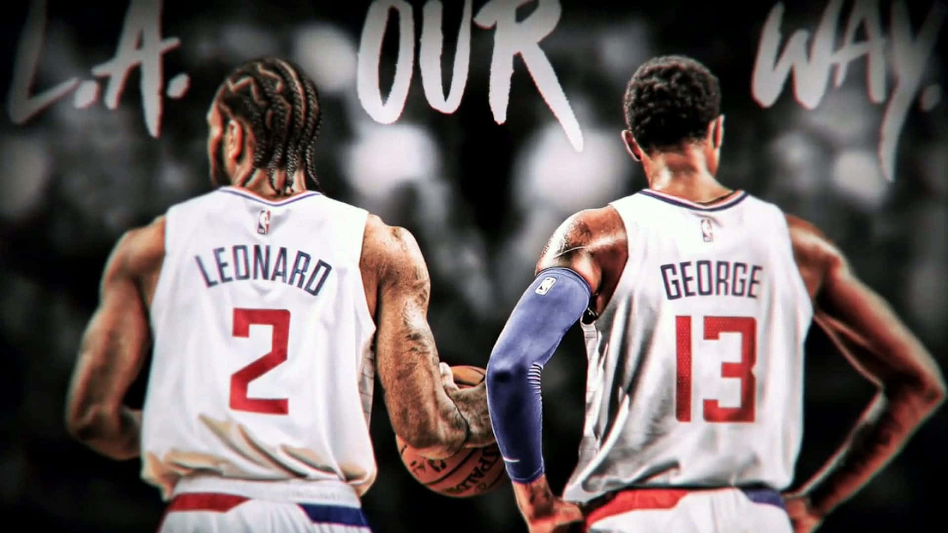 La Clippers Stars Kawhi Leonard And Paul George Medium Shot Background