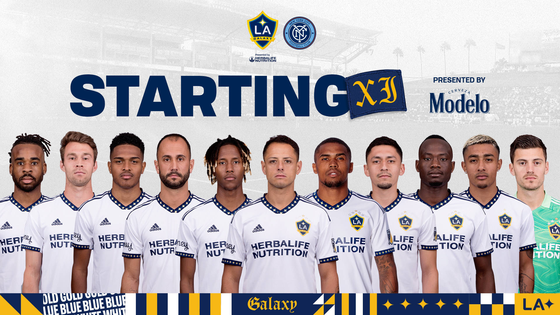 La Galaxy Soccer Players Line Up