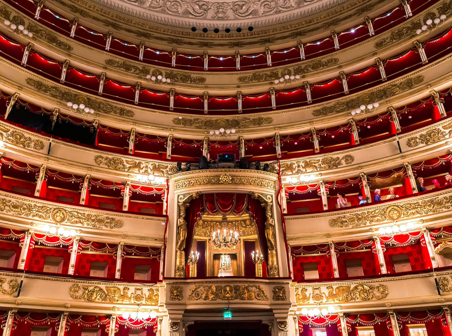 La Scala Opera House Red And Gold Seats Background