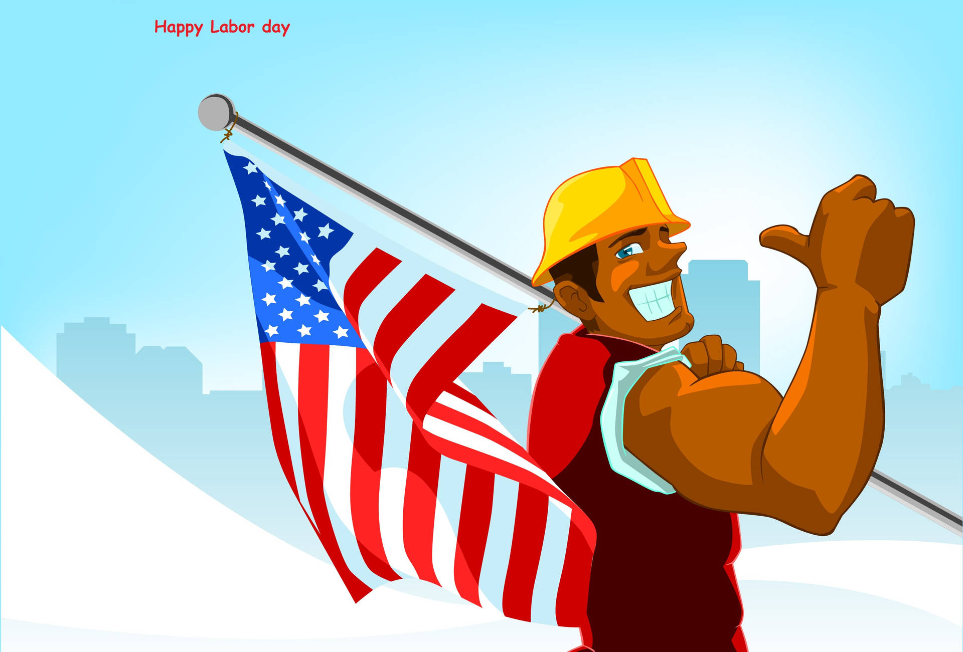 Labor Day Cartoon Construction Worker Background