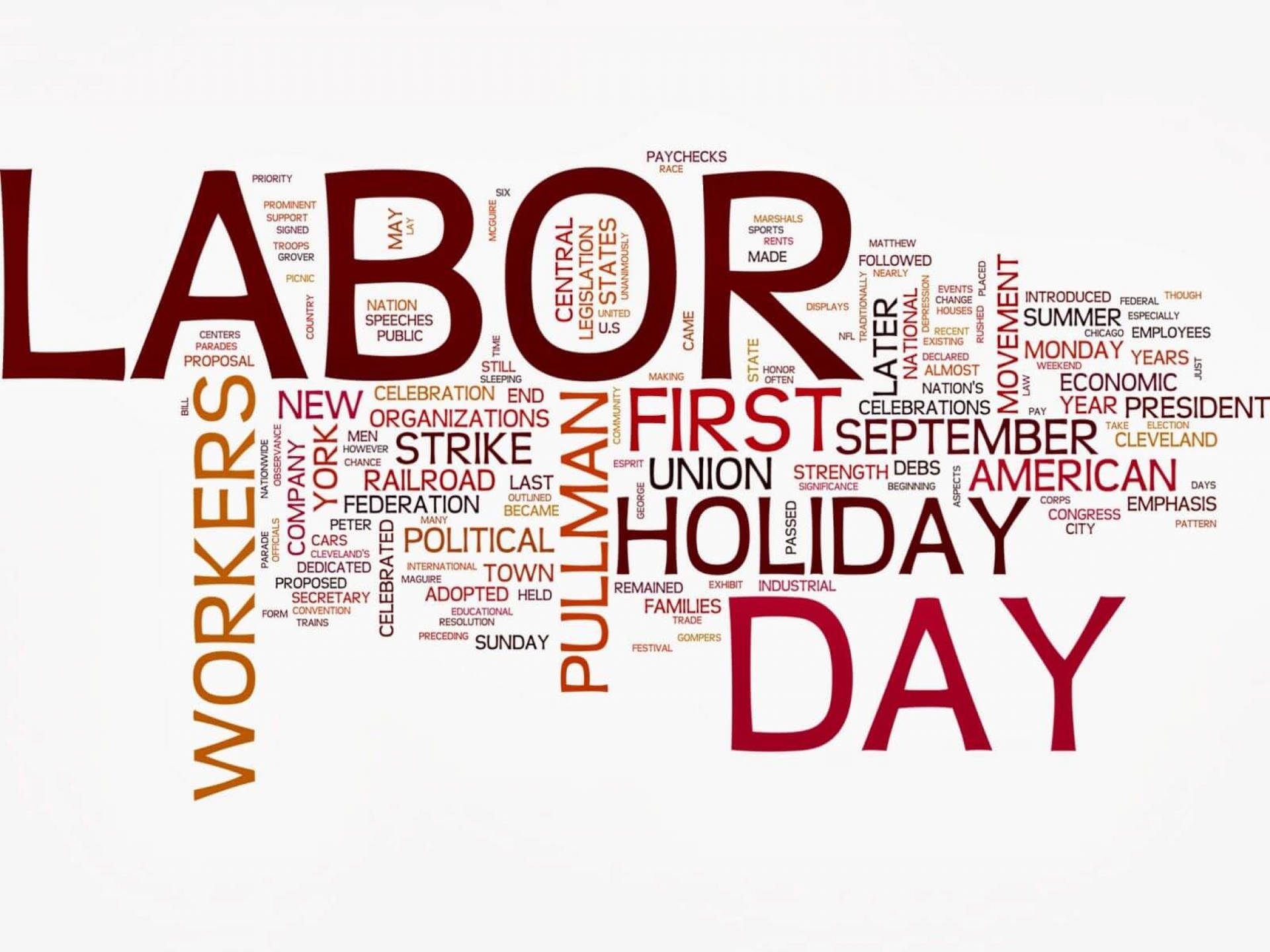 Labor Day Word Cloud Collage Background
