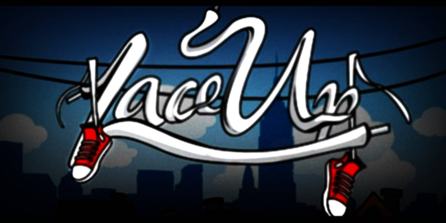 Lace Up Logo With Red Sneakers Background