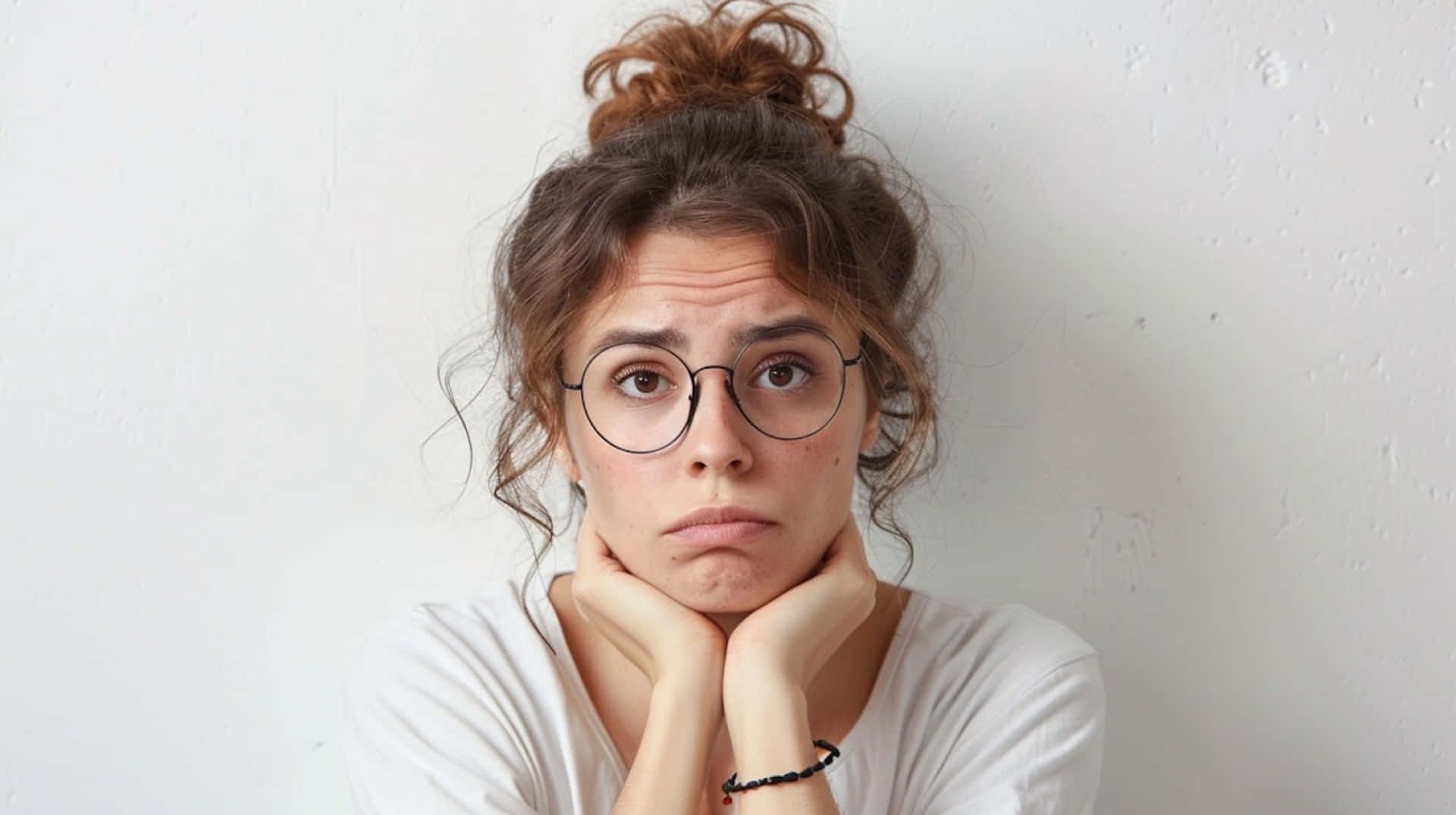 Lackadaisical Expression Young Woman Background