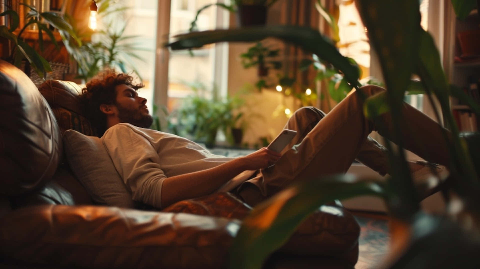 Lackadaisical Man Relaxingon Couch